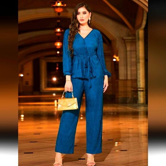 Elegant Blue Women's Jumpsuit 1X - Picture 1 of 5
